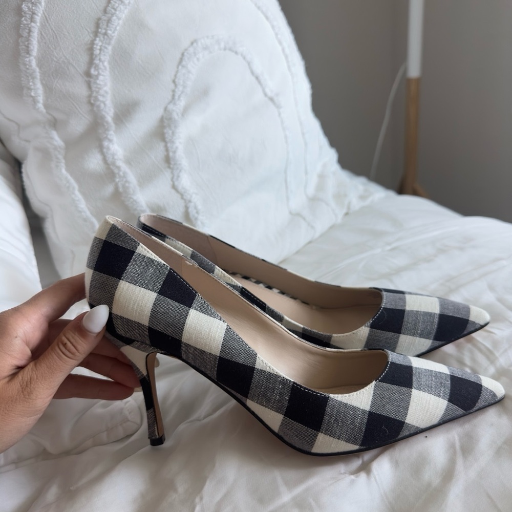 Marc Fisher Black and White Gingham Heels